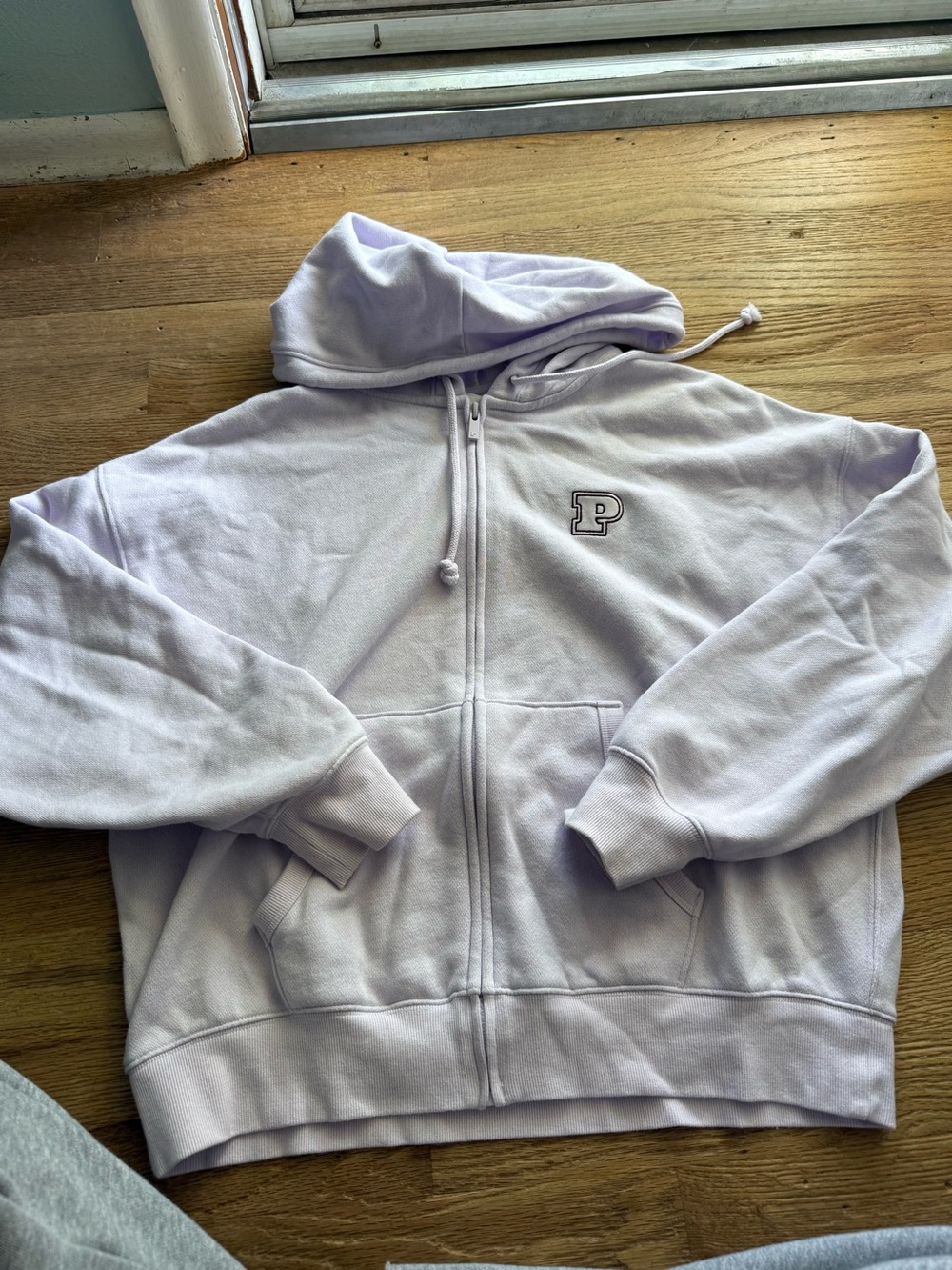 PINK Victoria's Secret Light Lavender Zip Hoodie with 'P' Chest Patch